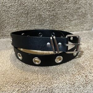 Black Grommet Belt Punk Rock Y2K Metal Buckle Adjustable Unisex Emo